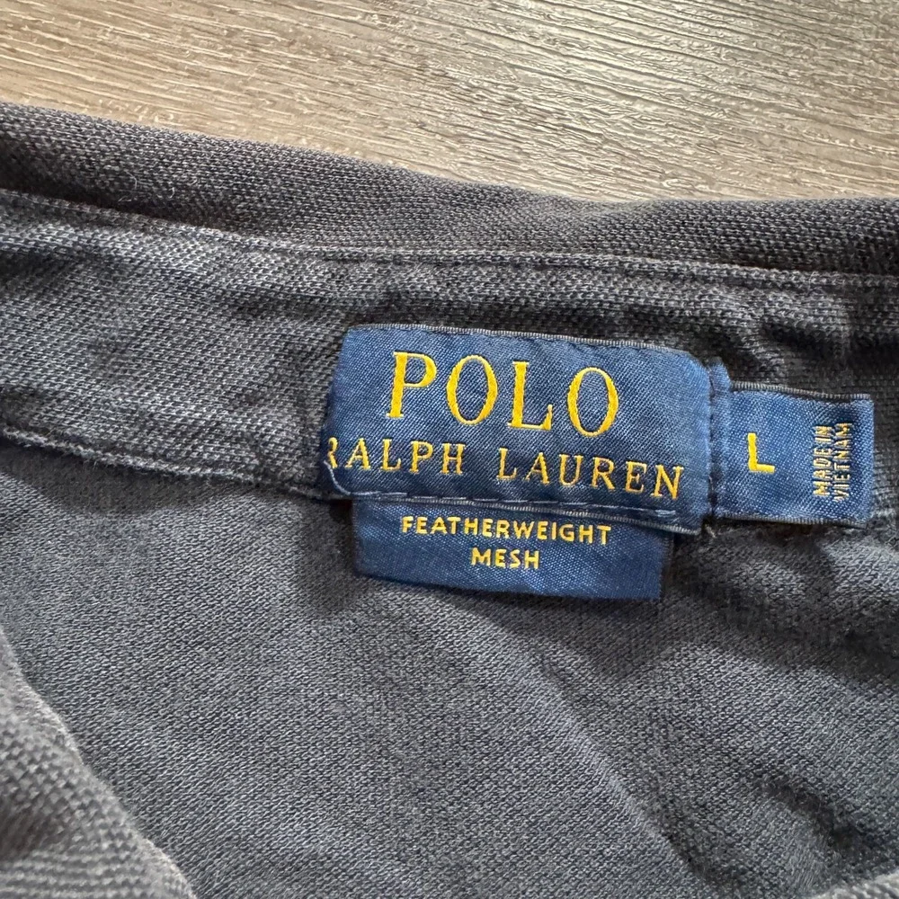 Polo Ralph‎ Lauren Shirt Mens Large Black Featherweight Mesh Henley White Pony